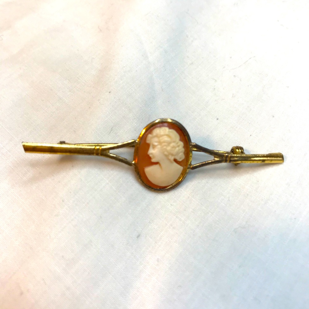 Greek Italian Woman White Shell Brooch